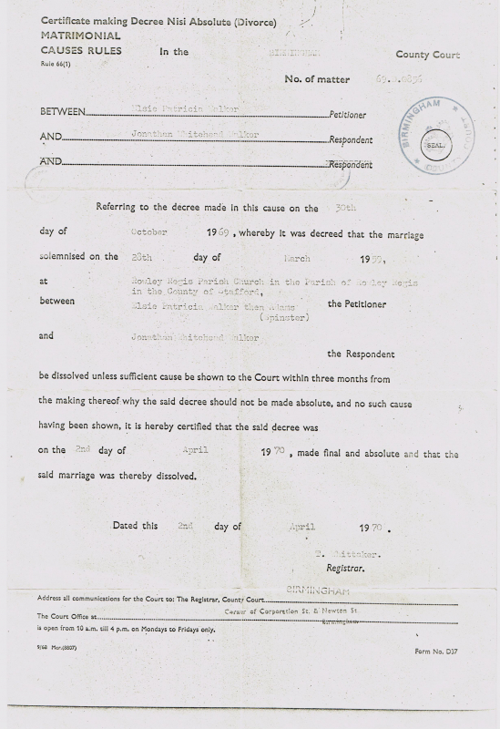 Pat Walker Decree Nisi 1969a
