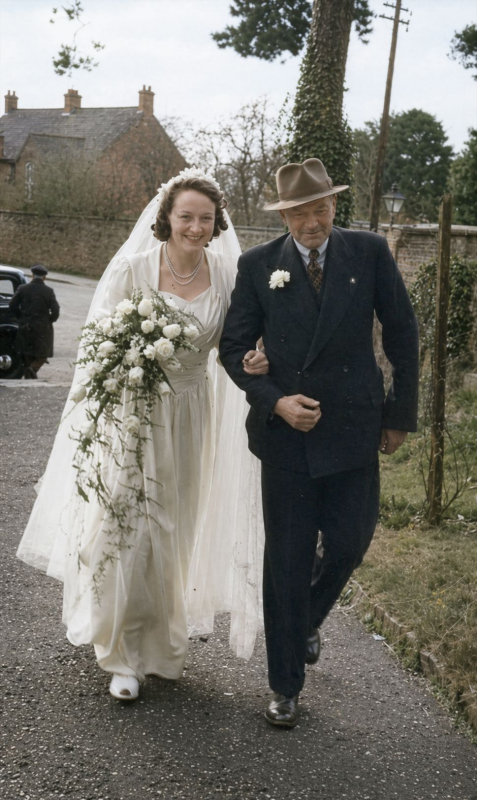 1949 Wedding of Audrey Phyllis Wilkins- with her father Aubrey Wilkins
