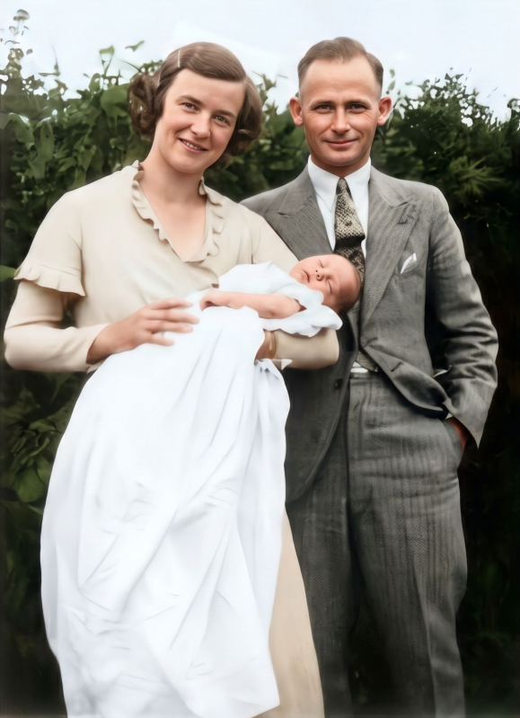 David and Ada Gadd with Baby - Christening
