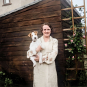 Doris_E_Roddis_and_Dog_-_In_Garden_In_Front_Of_Shed~1.jpg