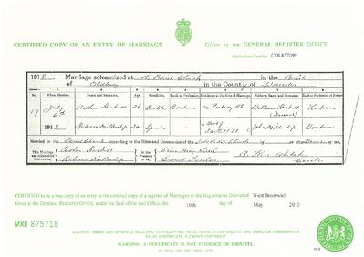 Rebecca Millership  Arthur Harbutt Marriage Certi
